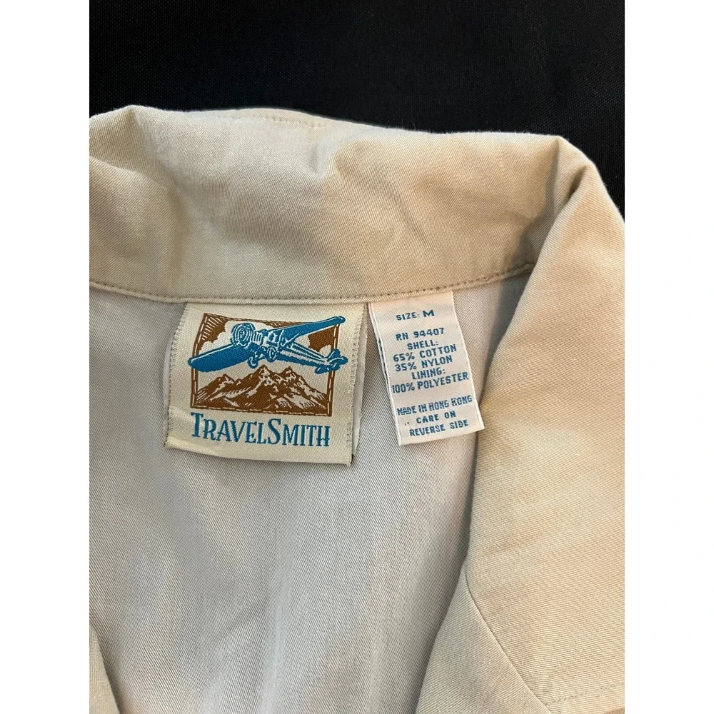 TravelSmith Mens Tan Cotton Nylon Safari Blazer Utility Travel Jacket Size M